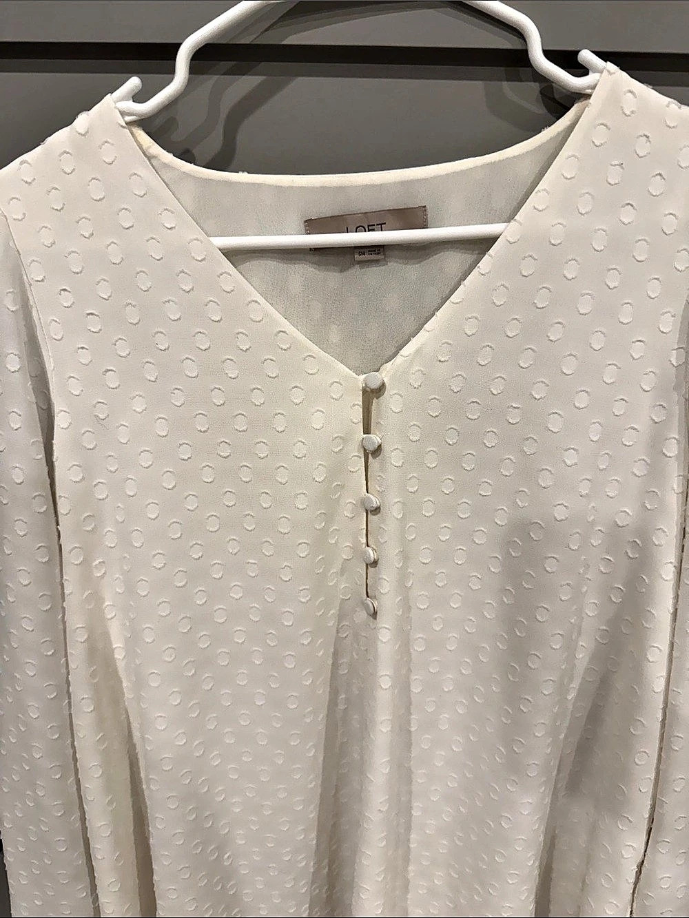 LOFT Maternity Polka Dot Blouse in cream Size Small Like New